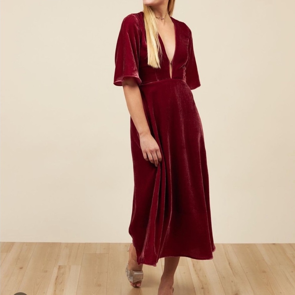 Park and Fifth Elegant Kendal Dress - Velvet Raspberry Red Dress